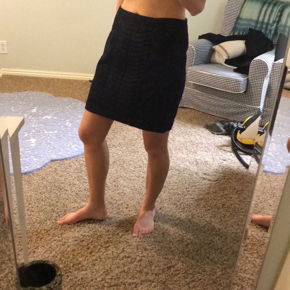 Anthro dark denim skirt